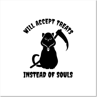 Black Cat Grim Reaper Will Accept Treats Instead of Souls Posters and Art